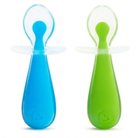 Kit colheres silicone azul e verde munchkin