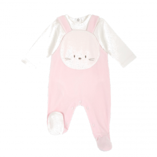 Conjunto Infantil Rosa Feminino Body E Macacão 9 Meses Chicco