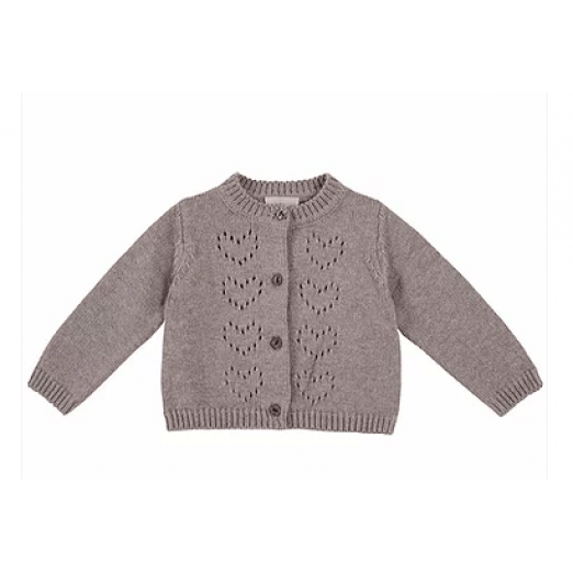 Blusa De Frio Infantil Feminina Tricot Bege Coração 12 Meses