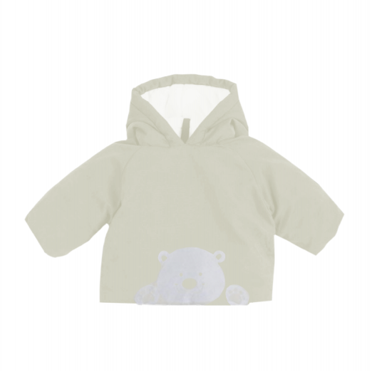 Casaco Infantil Térmico Unissex Com Capuz Urso Off White 6 Meses