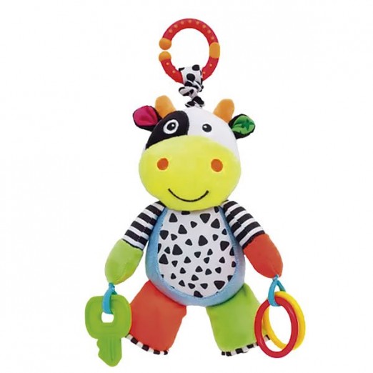 Brinquedo Sensorial Móbile Infantil De Carrinho Treme-Treme Vaca Buba