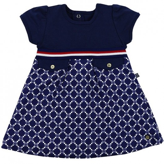 Vestido De Bebê Para Menina Azul Marinho Grow Up Tamanho 03 Meses