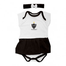 Vestido Body Bebê Atlético Branco e Preto Torcida Baby GG