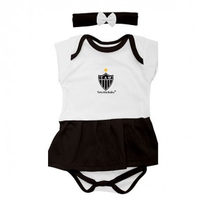 Vestido Body Bebê Atlético Branco e Preto Torcida Baby G