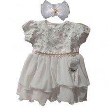 Vestido Batizado Infantil Branco Djiele 