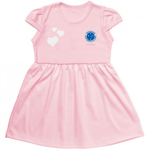 Vestido Infantil Para Menina Canelado Cruzeiro Rosa Torcida Baby Tam 06 Anos