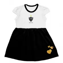 Vestido Infantil Canelado Atlético Preto e Branco Torcida Baby 06 A