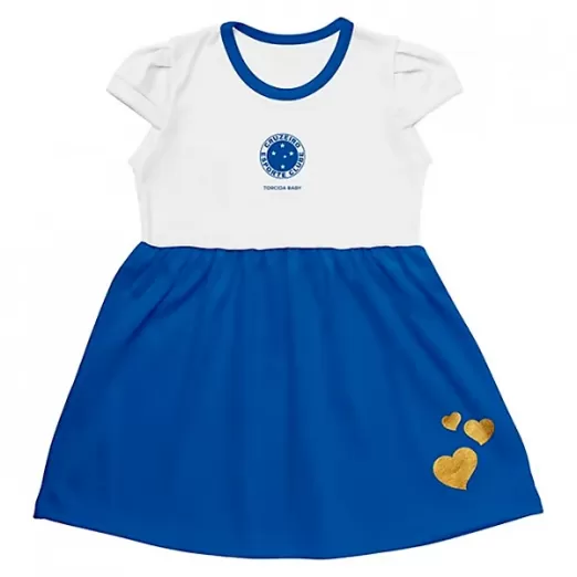 Vestido Canelado Infantil Para Menina Cruzeiro Tam 08 Anos Torcida Baby