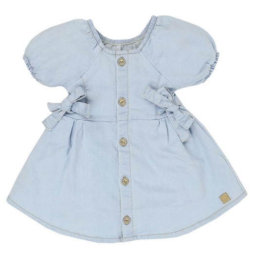 Vestido Infantil Feminino Azul Linha Denim +3m  Growup