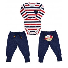 Conjunto C/Body e Calça Pagão Ursinho Jeans Spring Tide +3m Grow Up