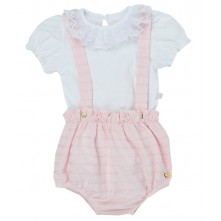 Conjunto C/body e Romper Spring  Rosa/Branco +3m Growup 