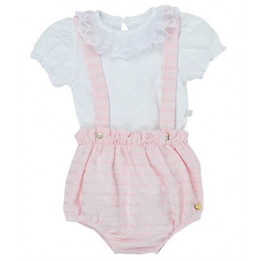 Conjunto C/body e Romper Curto Infantil  Spring  Rosa +3m Growup