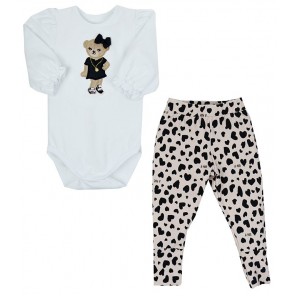 Conjunto Body C/Calça Rosa Linha Animal Print +3m Growup