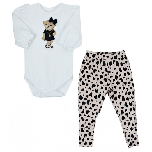 Conjunto Infantil Body C/Calça Rosa Linha Animal Print +3m Growup